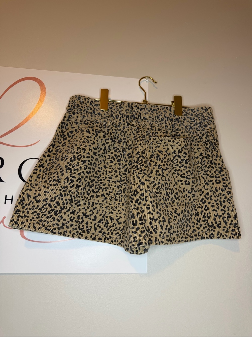 Leopard Print Drawstring Women's Skort - Beige/Black - Picture 2 of 4